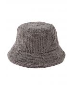 Solid Color Fuzzy Bucket Hat in Grey