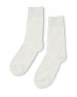 Christmas Vibe Embossed Mid-Calf Socks in White