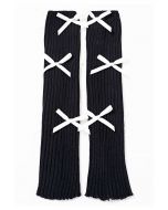 Bowknot Decor Knit Leg Warmers in Black