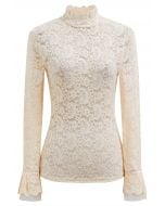 Paisley Full Lace Mesh Inserted Top in Cream