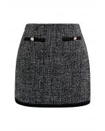 Contrast Edge Tweed Mini Bud Skirt