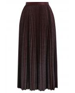 Glimmer Accordion Pleated Maxi Skirt in Burgundy