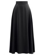 Timeless Elegance Satin A-Line Maxi Skirt in Black