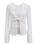 Knotted Front Two-Piece Top in White