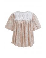 Cutwork Crochet Embroidered Dolly Top in Dusty Pink