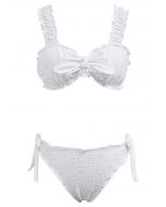 Eyelet Wavy Edge Tie-Knot Bikini Set