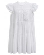 Lovely Floret Embroidered Dolly Mini Dress in White