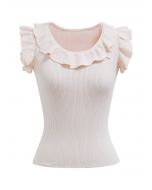 Ethereal Ruffle Sleeveless Knit Top in Light Pink