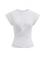 Cap Sleeve Crisscross Cotton Top in White