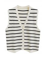 Classic Stripe Buttoned Knit Vest