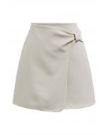 Graceful Bowknot Flap Mini Skirt in Sand