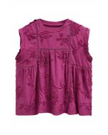 Raw Detail 3D Floral Sleeveless Dolly Top in Magenta