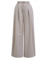 Pintuck Detail Wide-Leg Pants in Dusty Pink