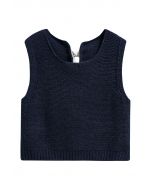 Sweet Bow-Tie Back Knit Vest in Navy