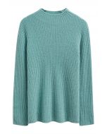 Elemental Mock Neck Long-Sleeve Wool Sweater in Teal