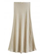 Satin Embossed Texture Mermaid Maxi Skirt in Champagne