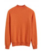 Integral Metallic Thread Mock Neck Wool Sweater in Orange