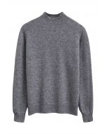 Integral Metallic Thread Mock Neck Wool Sweater in Smoke