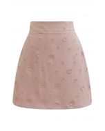 Embossed Rose Mini Bud Skirt in Pink