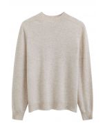 Heartwarming Mock Neck Long-Sleeve Wool Sweater in Linen