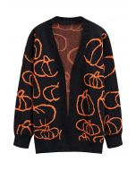 Festive Pumpkin Open Front Knit Cardigan