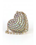 Rhinestone Mini Heart Shoulder Bag in Gold