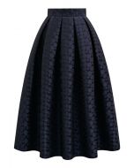 Statement Dots Jacquard Pleated Midi Skirt