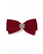 Snowflake Velvet Bowknot Hair Clip in Burgundy