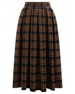 Iconic Aspect Plaid Pattern Pleated Midi Skirt