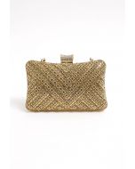 Fancy Rhinestone Overlay Clutch in Champagne