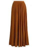 Twinkling Night Pleated Maxi Skirt in Pumpkin