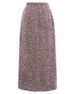 Chromatic Sequins Pencil Maxi Skirt in Dusty Pink