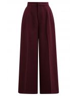 Dashing Side Pockets Palazzo Pants in Burgundy