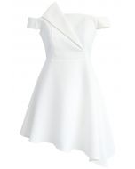 Charming in Asymmetry Off-shoulder Dress in White