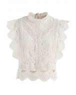 Your Sassy Start Sleeveless Crochet Lace Top in Beige 