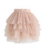 Love Me More Layered Tulle Skirt in Nude Pink for Kids